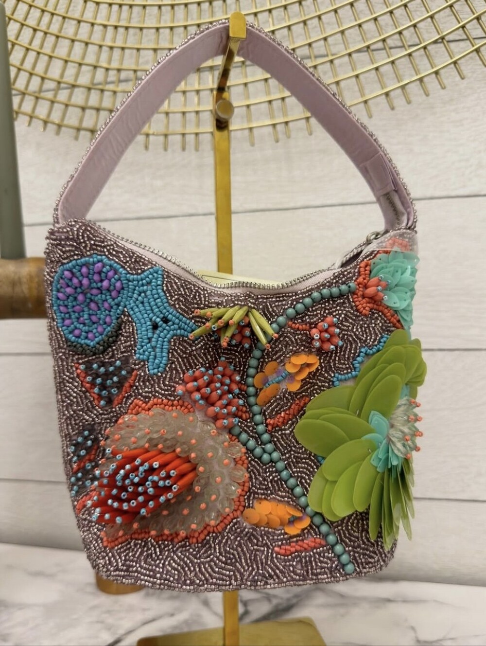 Viral Beaded Flower Handbag